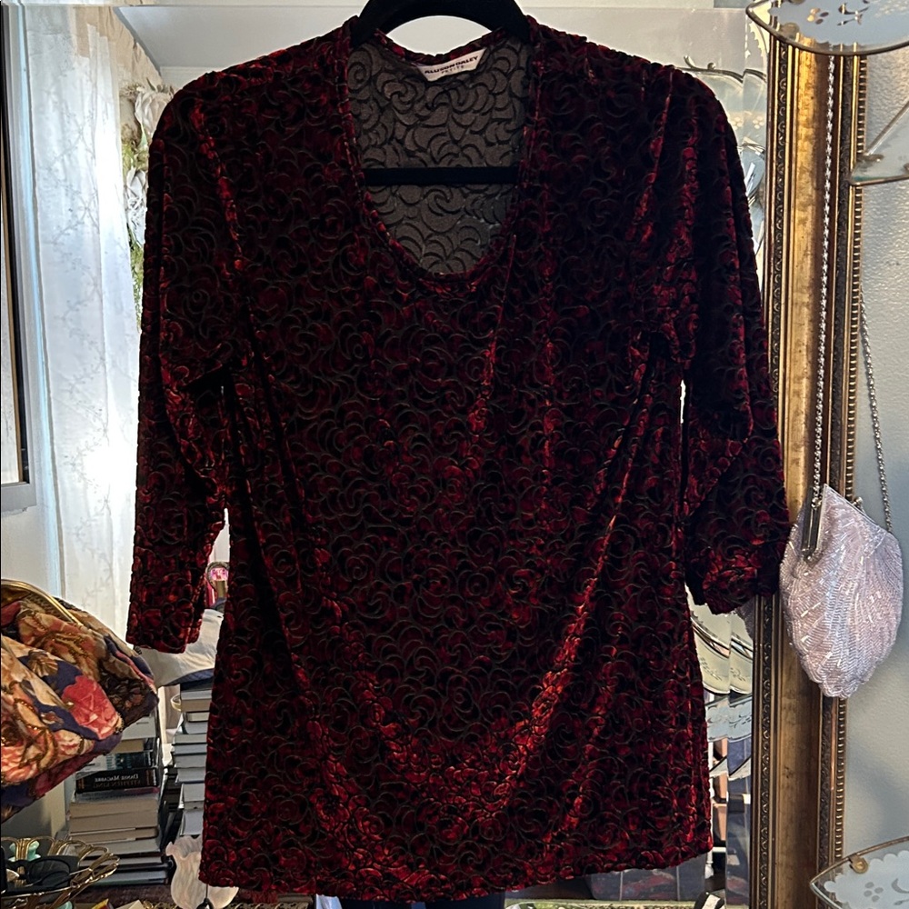 Allison Daley Red and Black Swirl Top